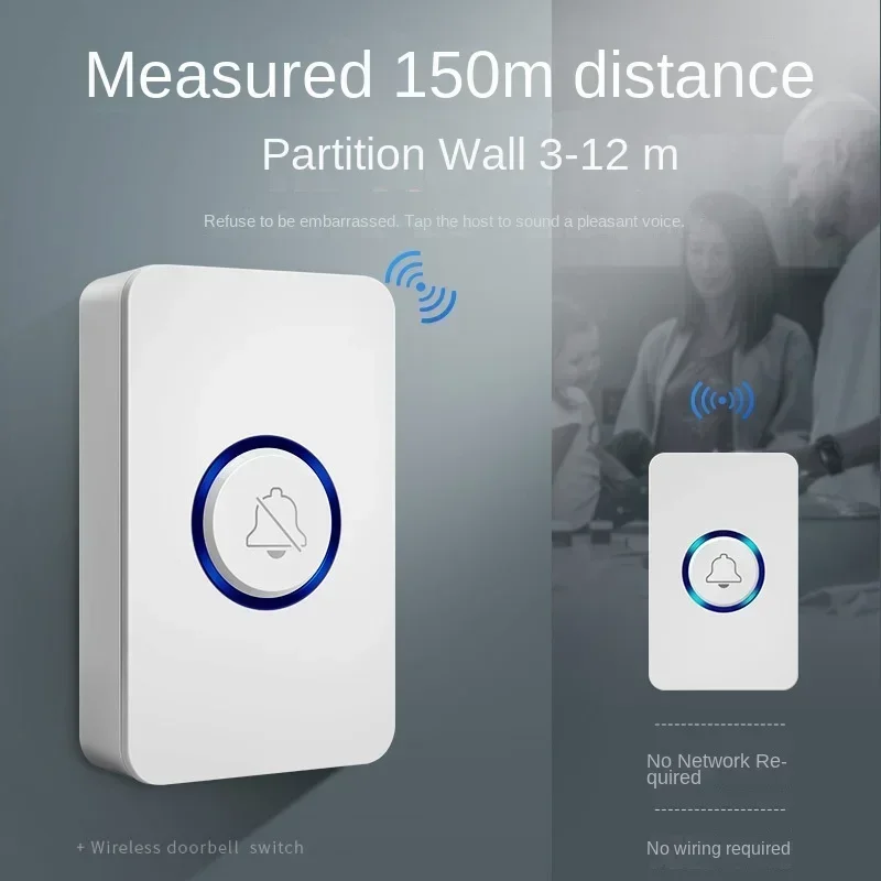 Electronic Wireless Doorbell with LED Flash Remote Control for Home Apartment Business US UK EU Doorbell Buttons and Speakers
