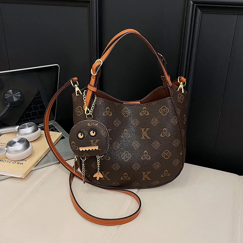 

Сумка-ведро с винтажным принтом, женская роскошная пригородная сумка через плечо, шикарная сумка через плечо «день-ночь», повседневная сумка-слинг