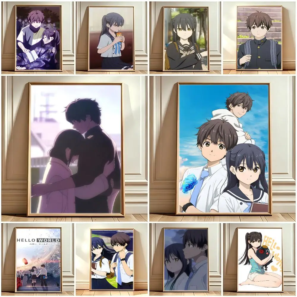 Japanese Anime H-Hello World Poster Print Painting Home Decor for Bedroom Living Room Hallway