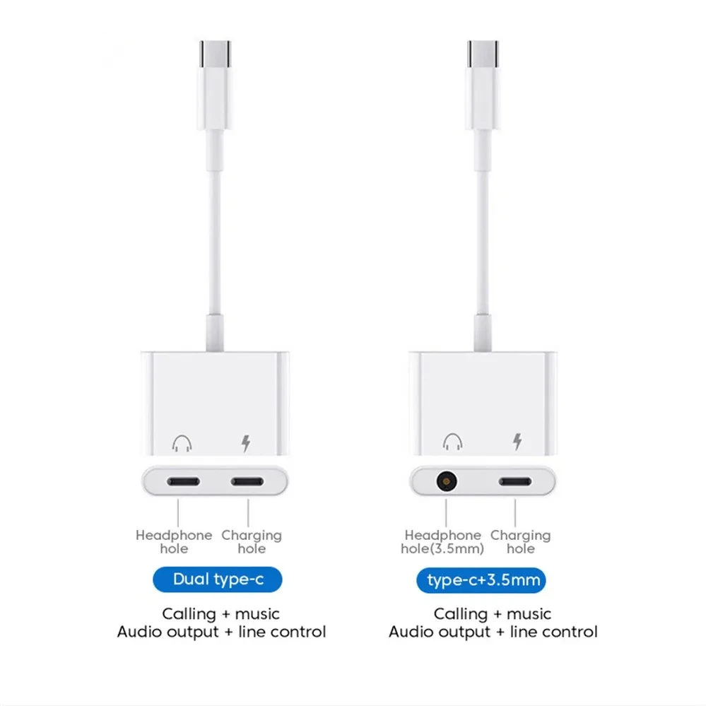 NNBILI 2-in-1 Audio Adapter USB C to 3 5 mm Jack Type-C Charging 3.5mm Aux Cable For Samsung Xiaomi  Wired Headphones Connector