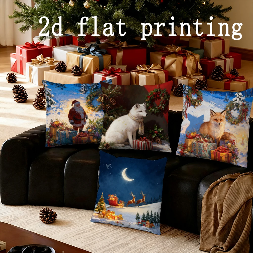

Home Decor Christmas Animal & Santa Pillow Covers Pattern Cushion Cover Suitable for Sofa Bedroom Car Pillow Cover