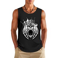 Bear King - Bear wearing Crown Tank Top clothing men sports t-shirts for men gym clothes man fitness