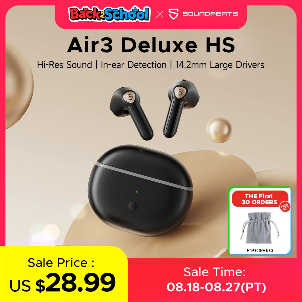 SoundPEATS Air3 Deluxe HS Wireless Earphone Hi-Res Audio Bluetooth Earbuds with LDAC,14.2mm Large Driver, in-Ear Detection