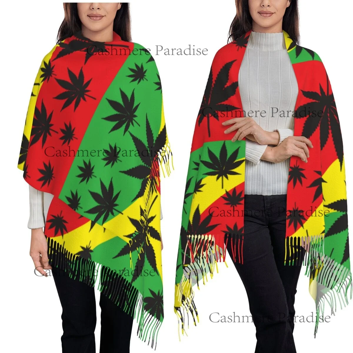 

Rasta Flag With Weed Hip Hop Gorros Women's Soft Scarf Warm Soft Scarf Winter Halloween Shawl