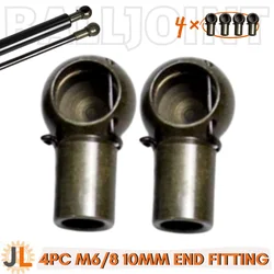 M6/M8 Female Thread 10mm Gas Spring Strut Lift Support Ball Stud Socket Joint Bearing End Fitting Connectors Replacement Qty(4)