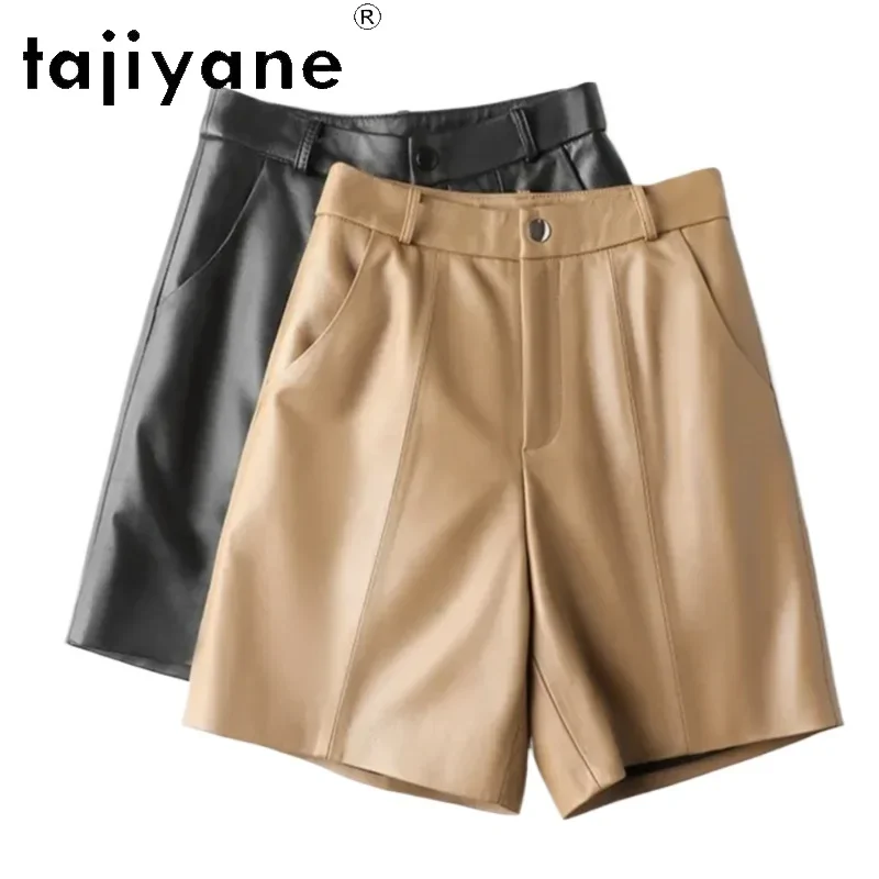 TAJIYANE Real Sheepskin Shorts Women 2024 Autumn Winter Genuine Leather Short Fashion Womans Clothing Wide Leg Half Pants шорты