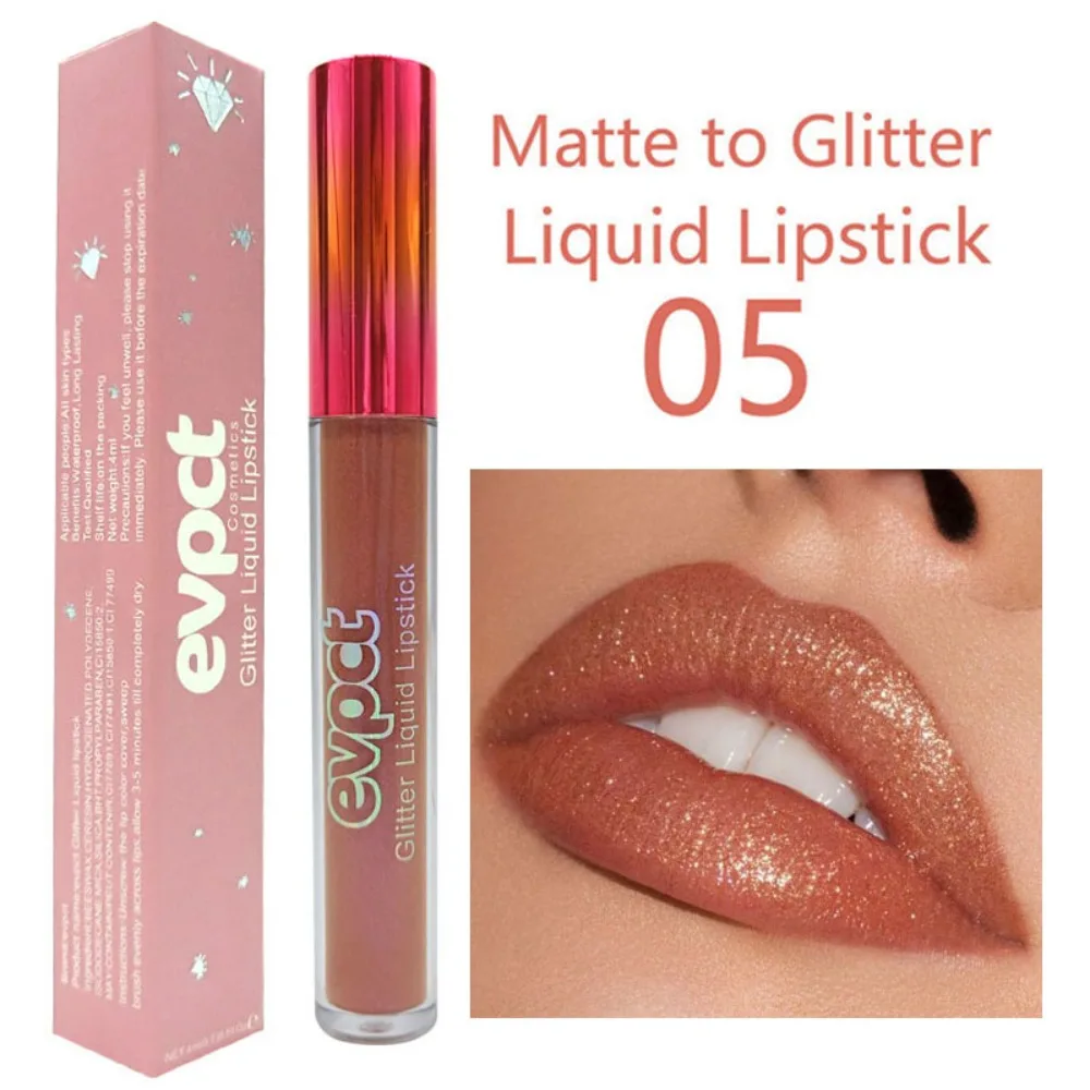 Impermeável Diamond Shimmer Glitter Lip Gloss, batom líquido fosco, cor pérola, maquiagem sexy, 15 cores