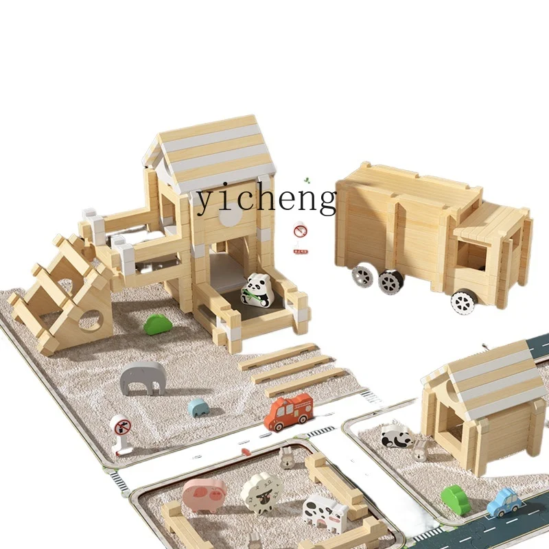 

Tqh Mortise and Tenon Building Blocks Educational Children's Toys DIY Assembling Traditional Chinese Architecture Innovative