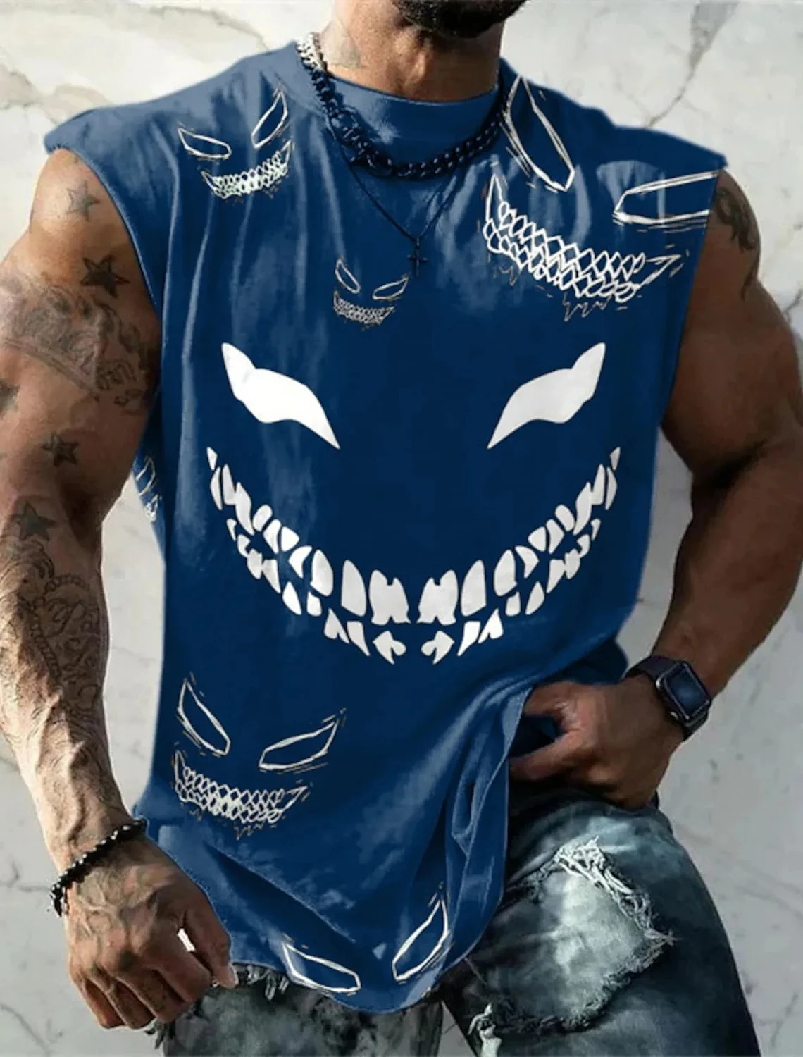 Sports Vest Mens Loose Summer Trendy Fitness Sleeveless Bottom Shirt Retro Oversized Round Neck Short Sleeve T Shirt 2Xs-6Xl