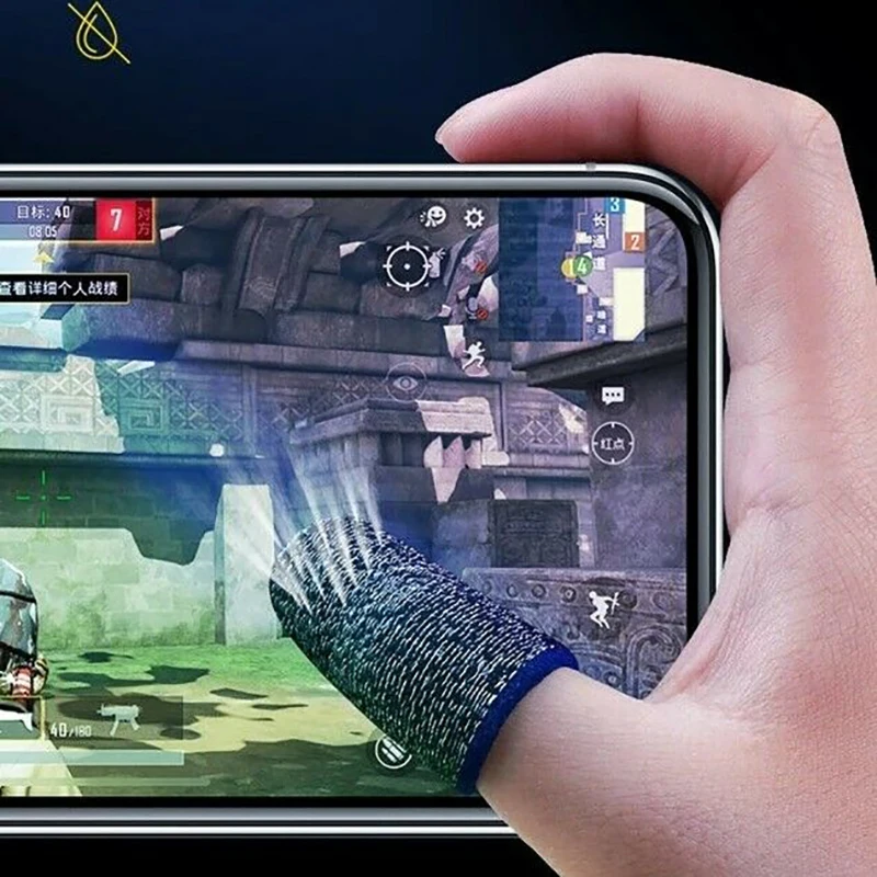 Funda de dedo para juegos súper delgada, puntas de los dedos transpirables para juegos móviles Pubg, pantalla táctil, accesorios antideslizantes a prueba de sudor, 1 par