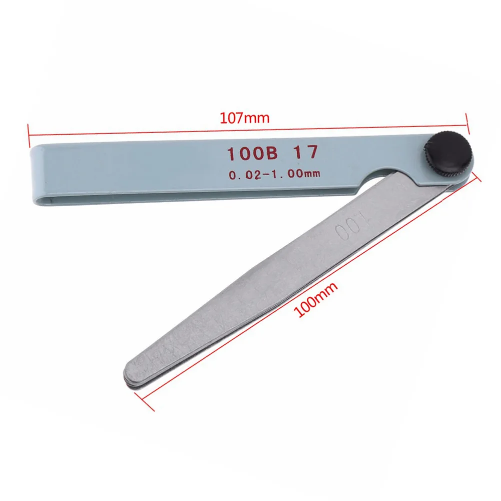 Mechanical Measurement Instrument with 17-Blade Feeler Gauge Covering Standard Metric Thickness Values 0.02 mm to 1.00 mm