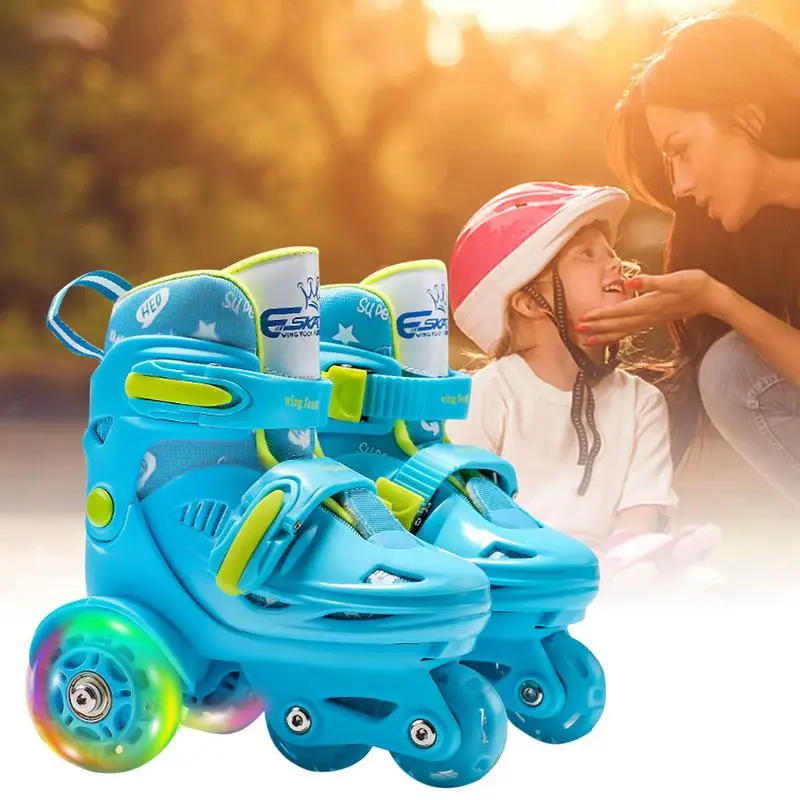 Patins à roues alignées en PU à haute élasticité pour enfants, chaussures de patinage pour enfants, taille réglable pour hommes et femmes, 28 ans