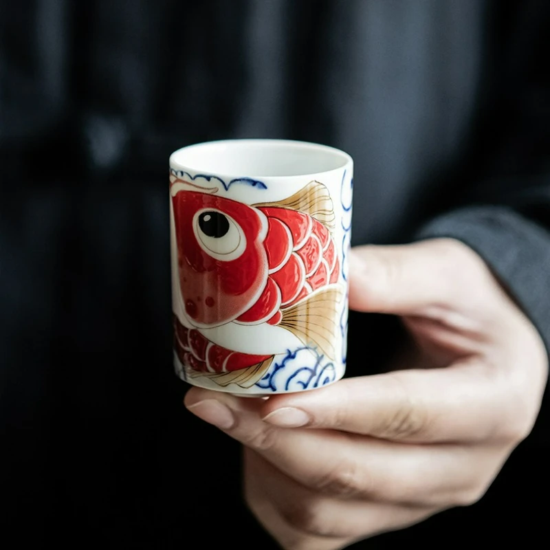 

Chinese Style Ceramic Dragon Fish Tea Cup Household Small Cup Drinkware Kung Fu Teaware Master Single Cup Tea Set Accessories