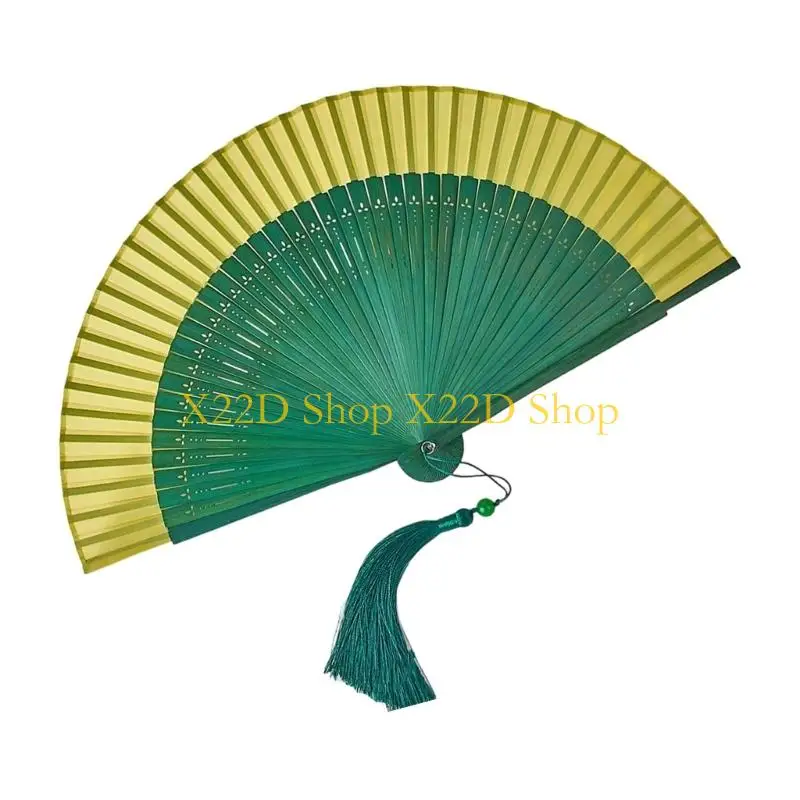 X22D Handheld Retro Hand Fan Decorative Hand Fan for Wedding Bridals Shower Birthday Party Gift Wooden Folding Fan