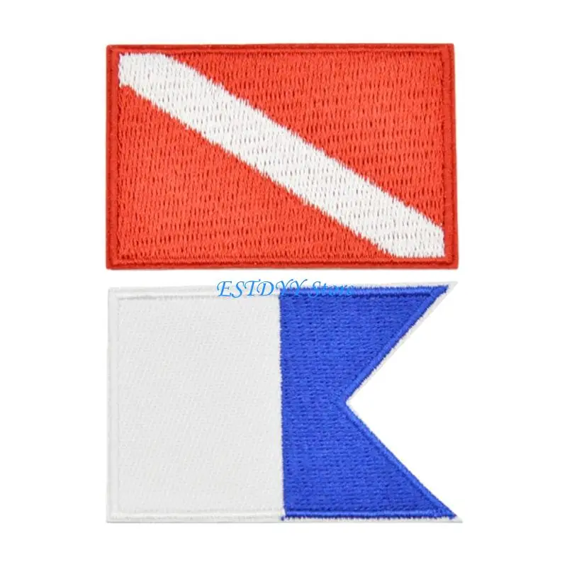 G6DE Pack of 3 Diving Flags Patches Quality Embroidered Diving Patches for Scubas