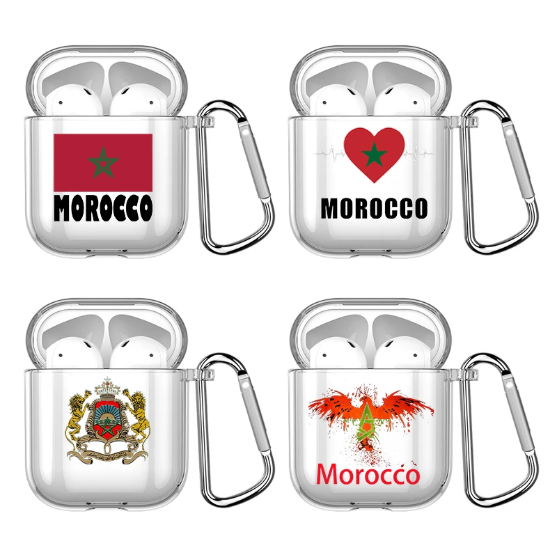 

Morocco Flag Soccer With Hook For Airpod Pro 3 Pro2 Clear Cover Accessorie Silicone Case for Apple Airpods 2 1 Earphone Cases