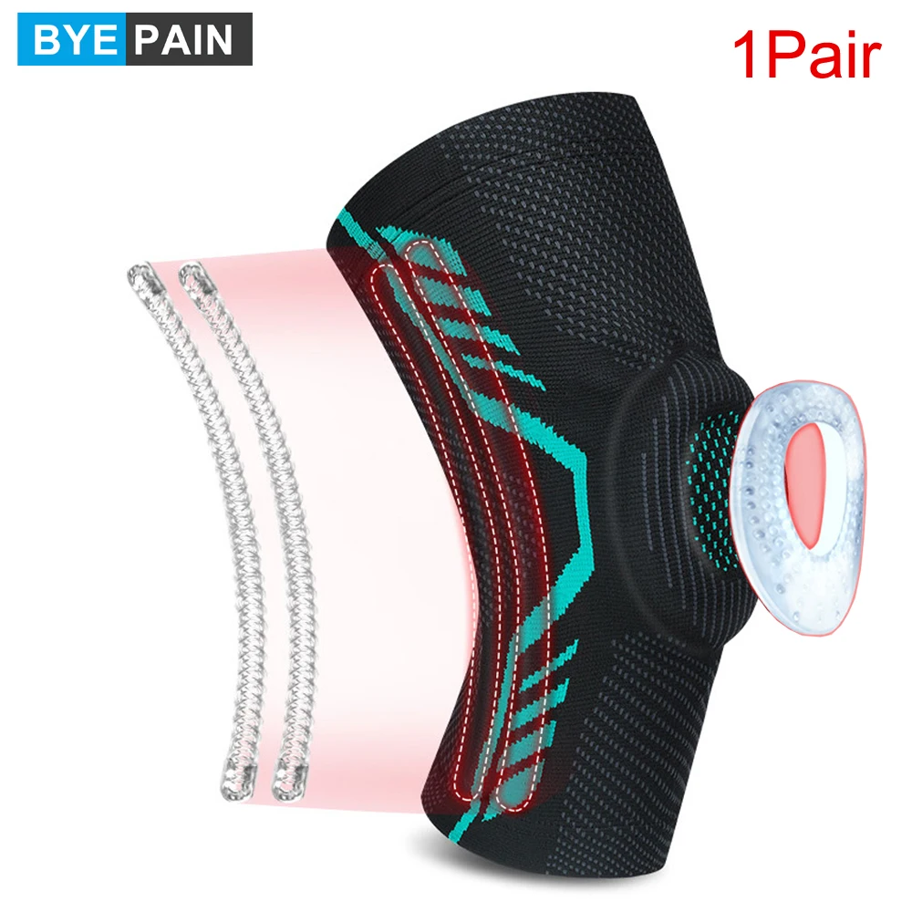 2Pcs=1Pair Compression Knee Support Brace with Patella Gel Pads and Side Stabilizers - for Arthritis Pain,Running,Sports