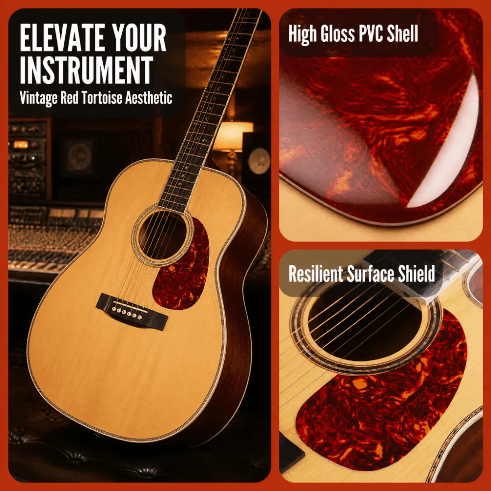 2PCS Red Tortoise Color Acoustic Guitar Pickguard PVC Material 40/41 Inch Guitar Guitar Guard Plate Folk Guitar Pickguard