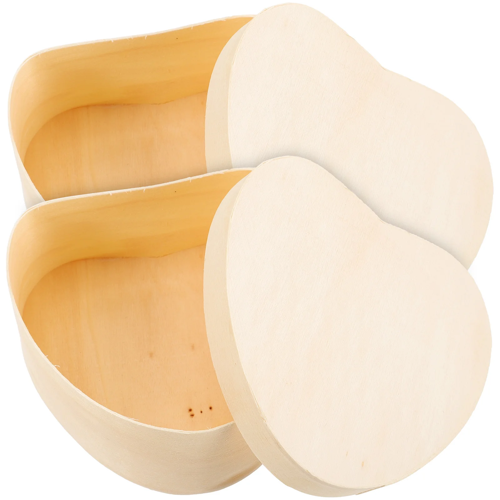 

2 шт. деревянные коробки в форме сердца, необработанные, натуральные, для хранения украшений, для рукоделия, декоративные, неокрашенные деревянные коробки