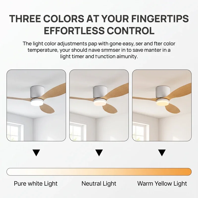 42/52 Inch Ceiling Fans with LED Light - 6-Speed Silent  Ideal for Low Ceilings for Restaurant Coffee Shop Home Hotel Office