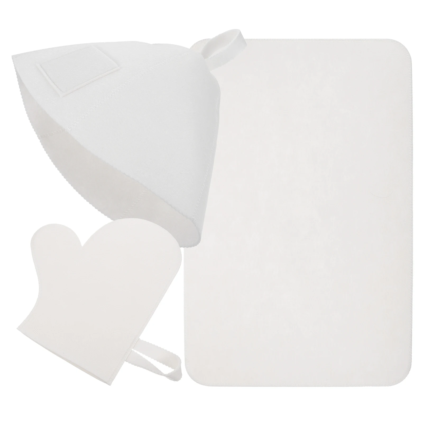 

Sauna Shower Cap Glove Set Felt Accessories Bath Hat Cushion Absorb Water Luxury