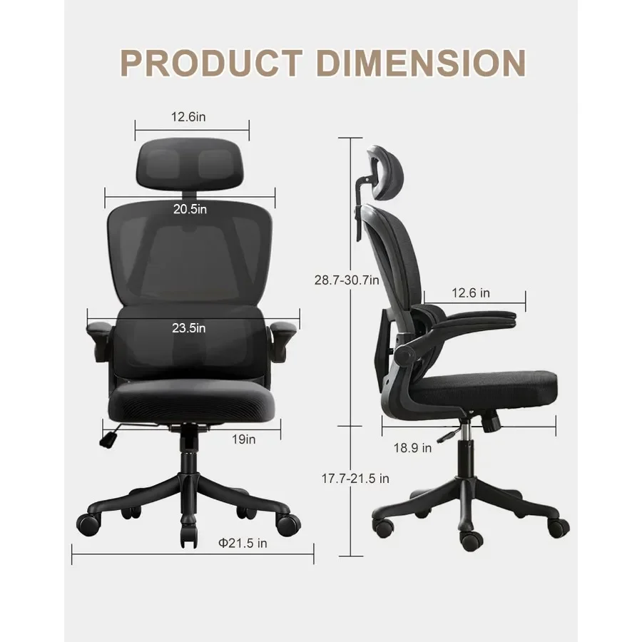 Ergonomic High-Back Mesh Office Chair, Gaming Desk Chair with Wheels