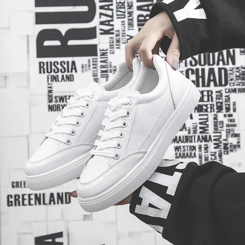

Spring Autumn Lace Up White Shoes Women's Fashion Korean Student Flat Sole Board Shoes Round Toe Low Top Women's Shoes