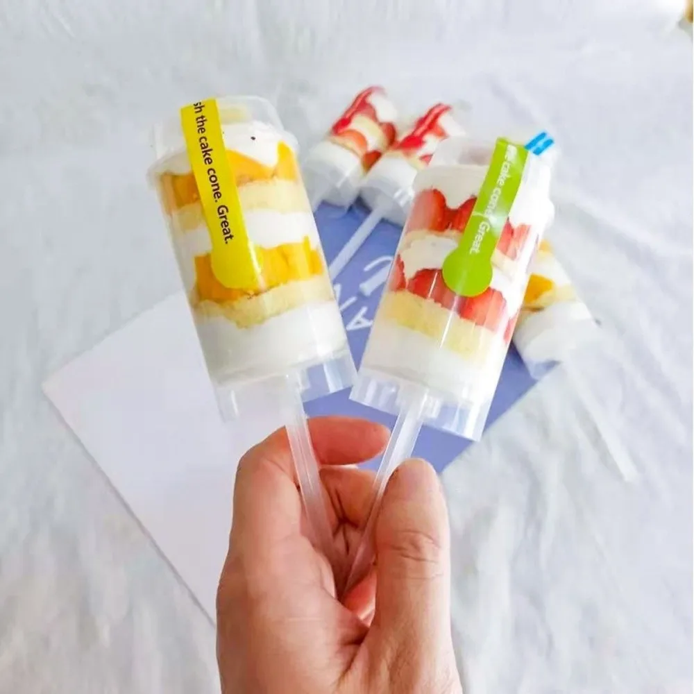 10pcs Transparent Push Cake Holders Cylinder Shaped Reusable Cake Pusher Plastic With Lids Push Cake Pops Graduation Season