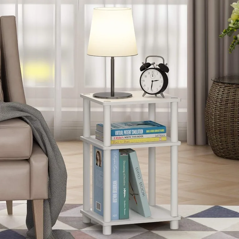 3-layer Turn N-tube End Table/side Table/bedside Table/bedside Table with Plastic Pole, 2 Packs