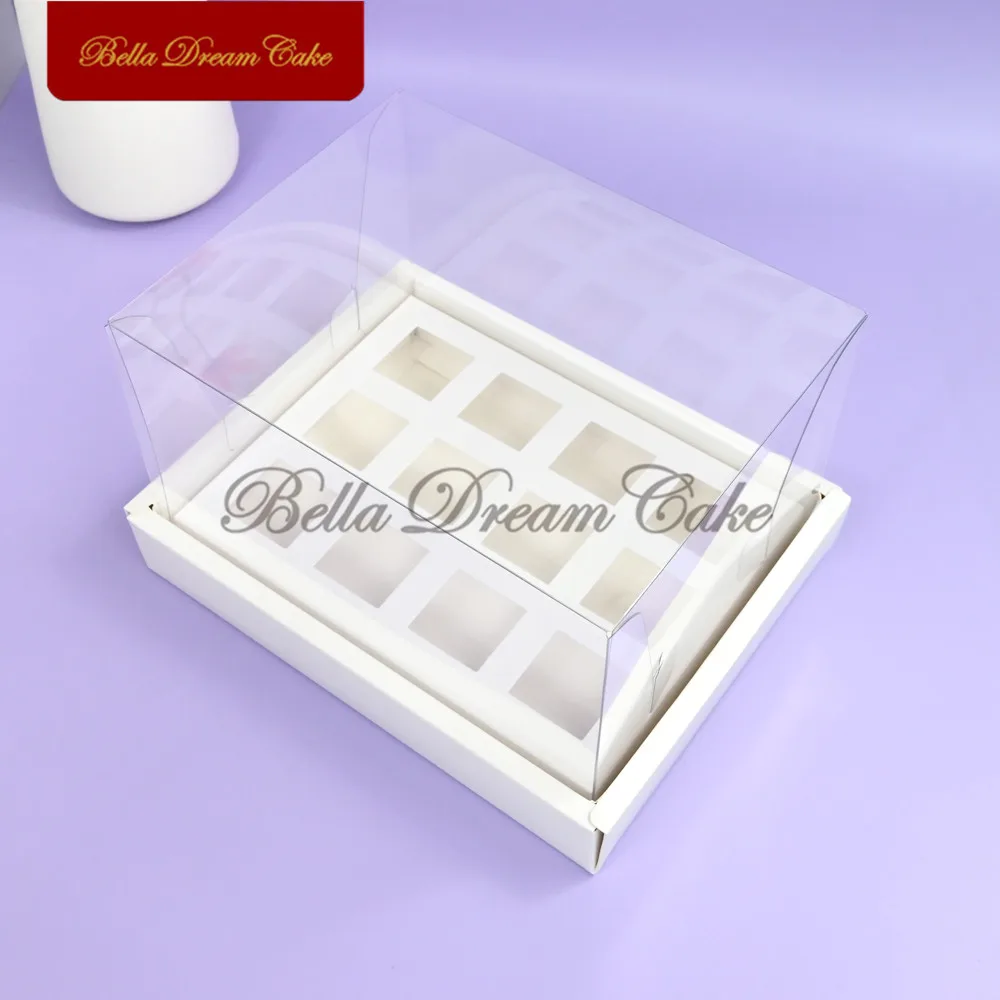 12/24 Holes Mini Dessert Shooter Boxes With Clear Lid DIY Mousse Cup Cake Packing Box Wedding Party Baking Supplies Cake Tools