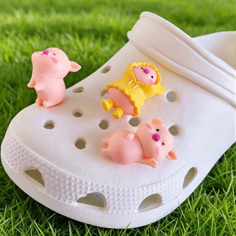 Whole Set Hot Sale DIY Hole Shoes Charms for Cute Little Pig Handmade Charms Designer Quality Garden Shoe Decoration Girl Gift