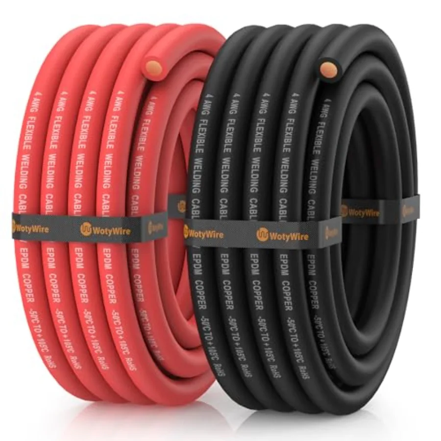 

Gauge Wire Battery Cable EPDM Welding Cable with Oxygen-Free Copper Flexible/High Conductivity for Solar Automotive Battery Inv