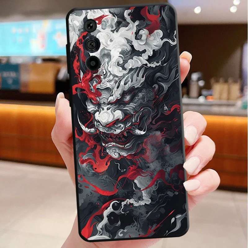 حافظة هاتف على شكل قناع أوني ياباني ديفيل آرت لهاتف موتورولا إيدج 50 40 برو 60 50 40 30 Ultra Neo Fusion Moto G Play G Stylus G Power G #5