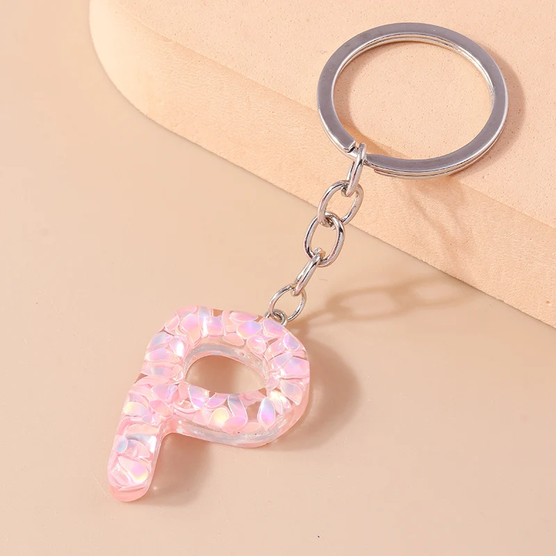 Bunter Acryl-Glitzer-Alphabet-Schlüsselanhänger mit 26 Initialen, A-Z-Buchstaben, Schlüsselanhänger, Anhänger für Frauen und Mädchen, Taschenanhänger, DIY-Schmuck, Geschenke – Detail 26