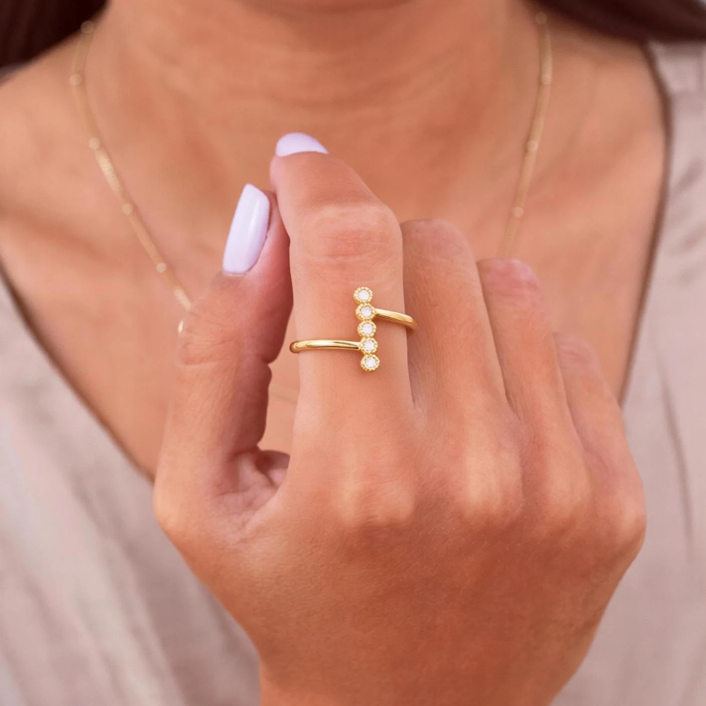 Simple Vertical Zircon Cross Stainless Steel Ring for Women 18K Gold-plated Anti Fading Rings Wedding Jewelry Accessories Gifts