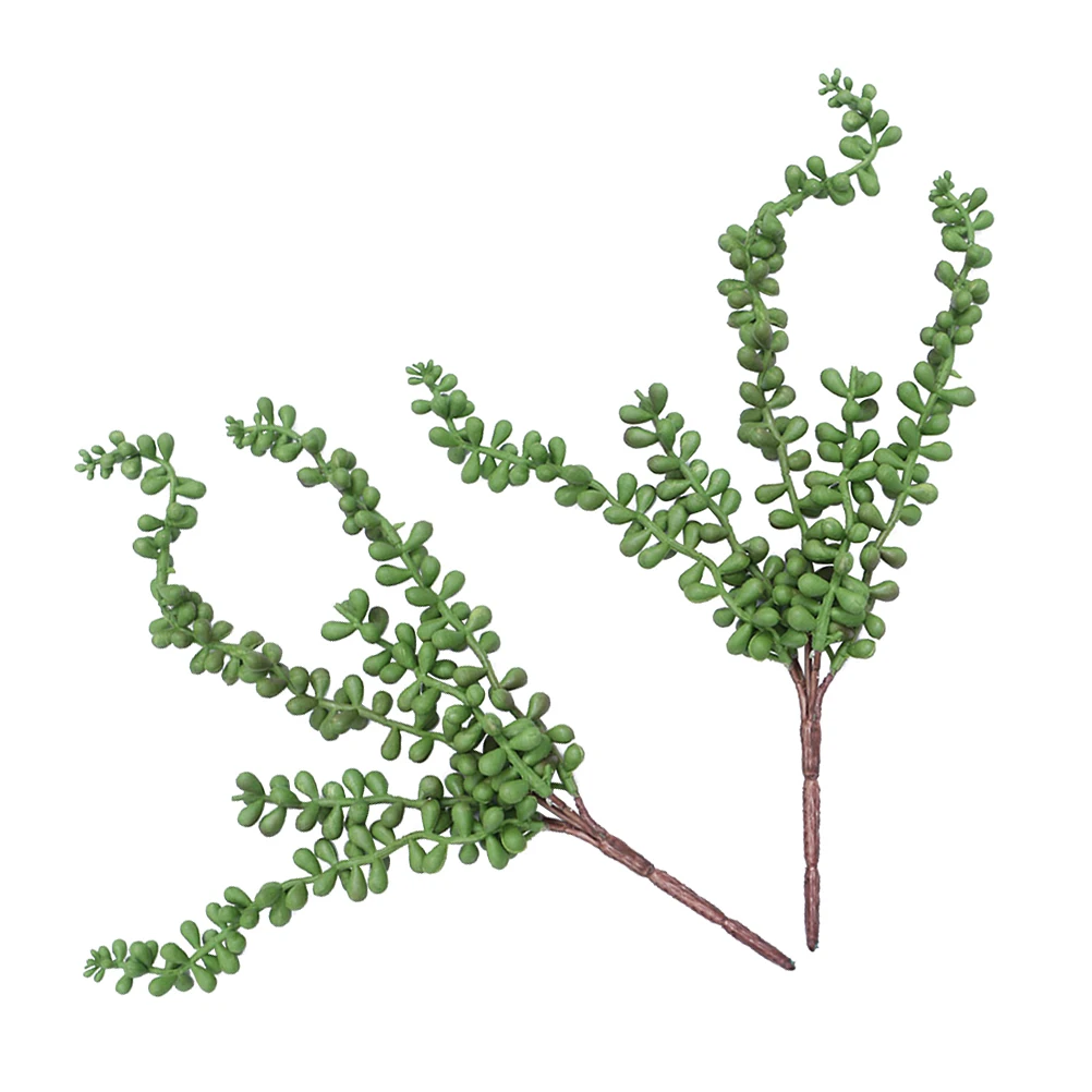 

4pcs Artificial Succulentsgreen Vine Decor For Home Wedding Party Outdoor String Of Pearls Hanging Rattan 35X25Cm Washable