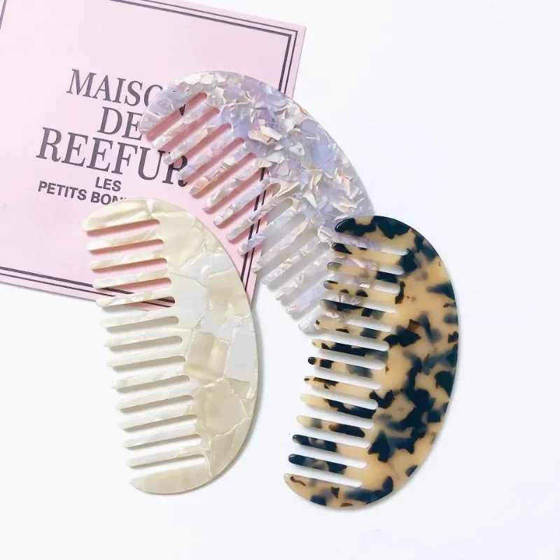 Korean Half Round Anti-static Hair Combs Wide Teeth Acetate Hair Brushes Outside Colorful Hairdressing Salon Styling Accessories