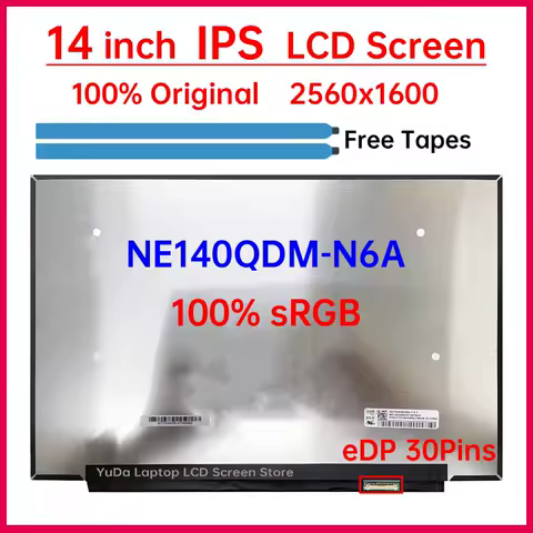 14 Inch Laptop LCD Screen NE140QDM-N6A V18.0 V18.1 LM140GF1L01 LM140GF1L02 Display Matrix Panel 2560×1600 100% sRGB eDP 30 Pins