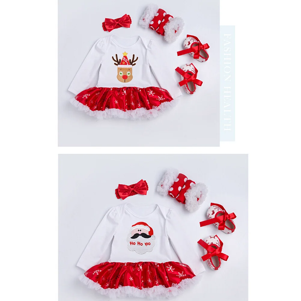 طفل ارتداءها طفل عيد الميلاد الغزلان فستان الوليد 0-3 أشهر S لطيف الرنة طويلة الأكمام ارتداءها الاطفال عيد الميلاد زي حفلة