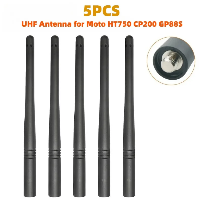 5 antenas UHF de 14 cm y 400-470 MHz para walkie-talkies Motorola GP68, GP88, EP450, HT1250, HT750, CP040, CP185, CP200, PR400, SP10, SP21