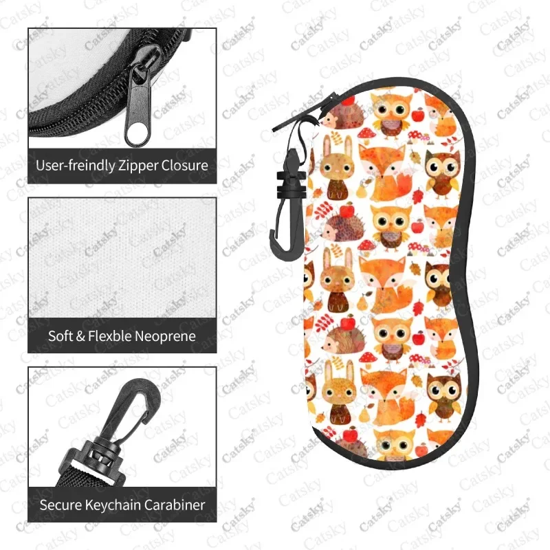 fox cartoon animal Glasses case zipper sunglasses bag travel printed soft shell storage glasses case for men women