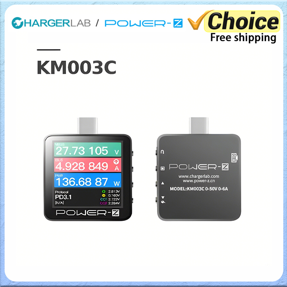  Power-Z KM003C Portable Type-C Fast Charging Tester PD3.1 QC5.0 240W Mxa Digital Voltmeter & Ammeter Power Bank Tester 