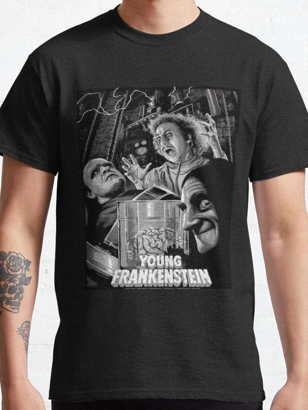 Camiseta de hombre con estampado gráfico de Frankenstein, diseño icónico de la criatura de Frankenstein, corte regular, manga corta, de secado rápido