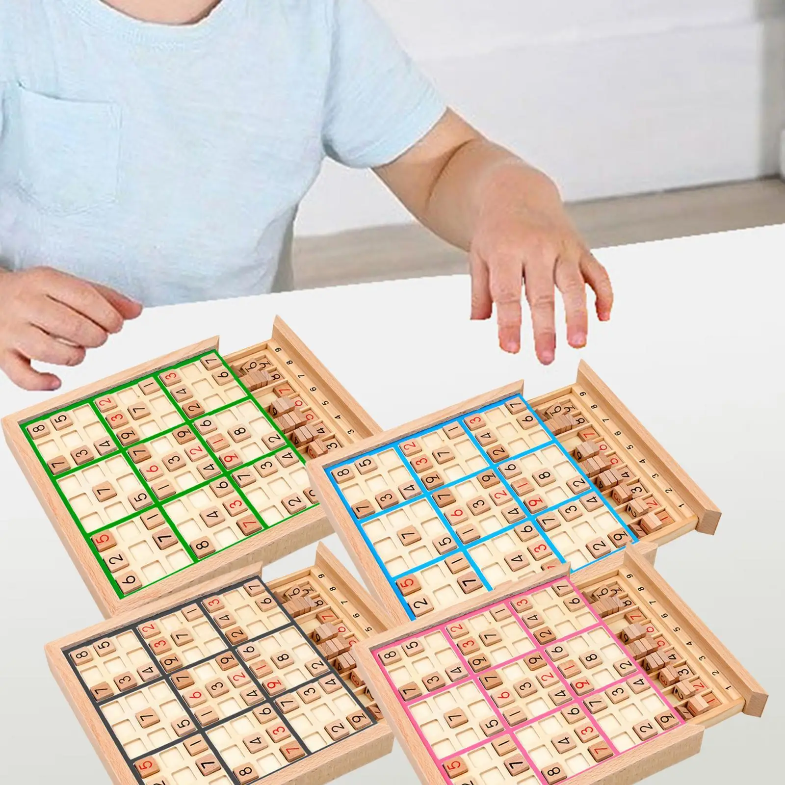 Wooden Sudoku Board Brain Teaser Montessori Math Toy for Kids Christmas Gift