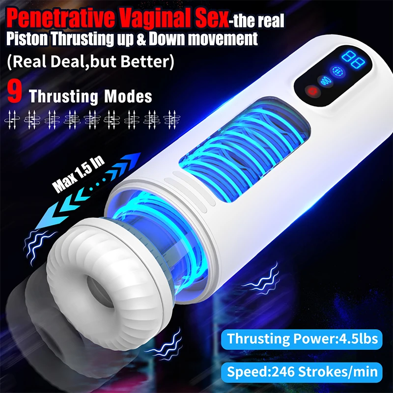 Automatic Powerful Telescopic Sucking Male Masturbator Vibrator Real Vagina Blowjob Masturbation Cup Sex Toy for Men Adult Goods