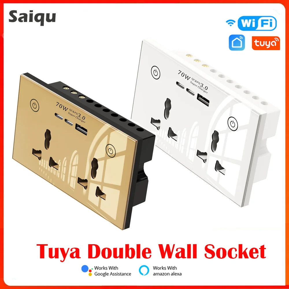 

Универсальная розетка Tuya Smart 16A, голосовое управление Alexa, быстрая зарядка, USB Type C, мобильный пульт дистанционного управления, мультирозетка с Wi-Fi