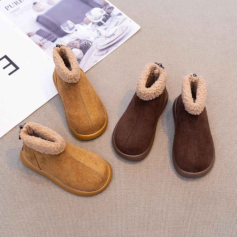 أحذية أطفال، أحذية ثلج مع صوف، أحذية شتوية جديدة، أحذية أطفال قصيرة، أحذية قطنية سميكة للأطفال، أحذية قطنية