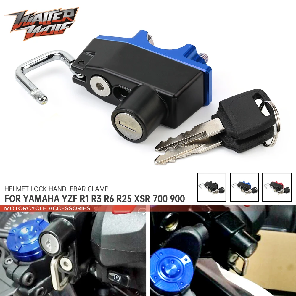 

XSR900 Helmet Lock For YAMAHA YZF R1 R3 R6 R25 XSR 700 900 XJ6 FZR1000 Motorcycle Accessories Handlebar Clamp Padlock Anti-theft