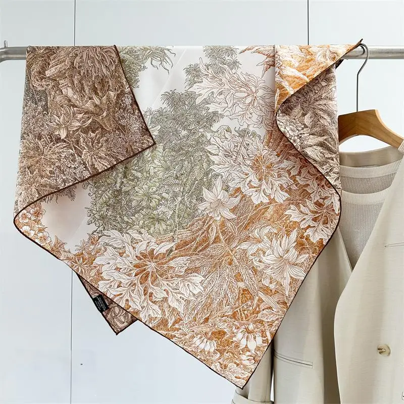 

Brand Design Double Side Print Women Heavy Silk Scarves Luxury Lady Scarf for All Season