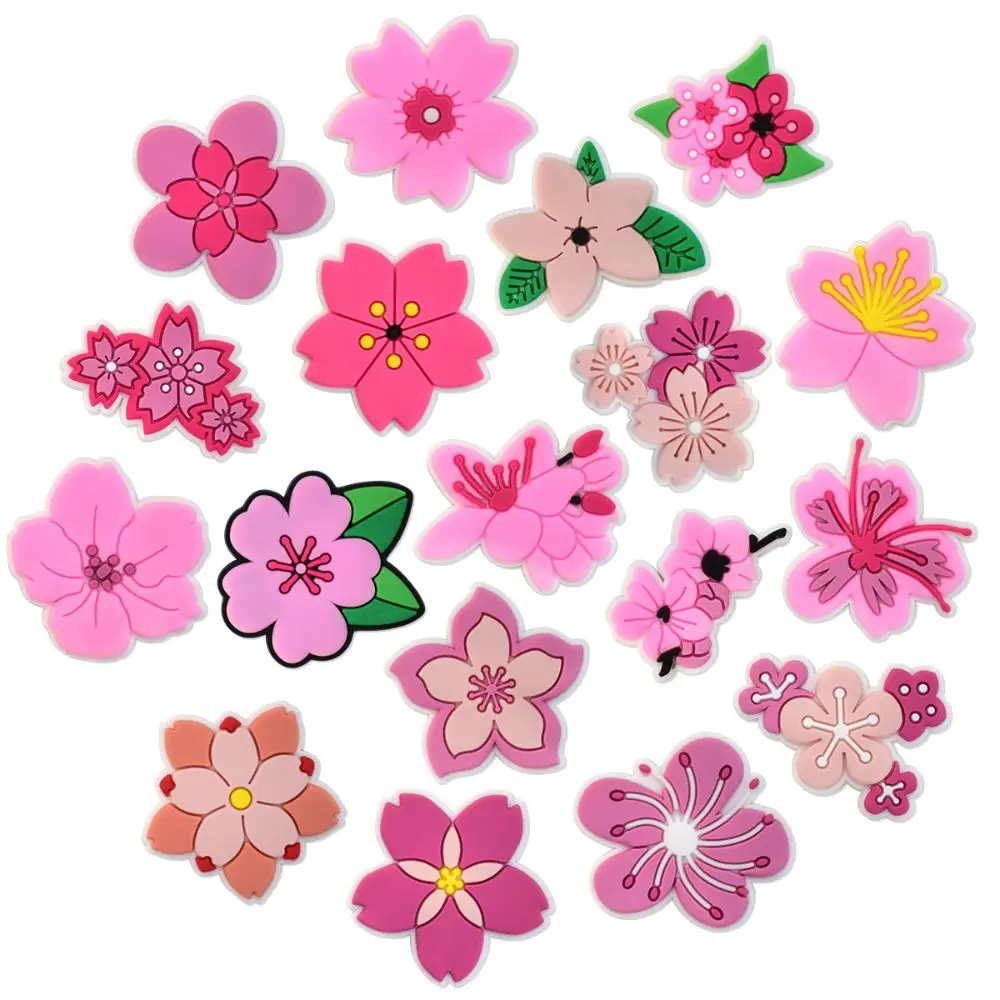 japanese cartoon sakura Shoes Charms Accessories Fit Clog Backapck Wristbands Shoe Decorate Buckle Handmade jewelry Parties Gift